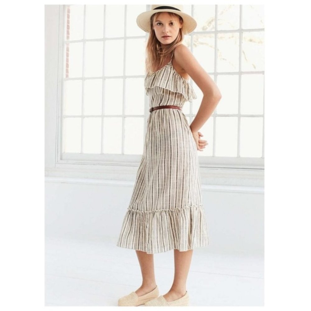 UO Kimchi Blue Lucy Ruffle striped midi dress